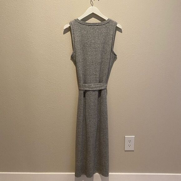 BANANA REPUBLIC Dress Midi gray Belted slits Size M Tall - Picture 5 of 8